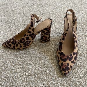 Leopard print pointed toe heels